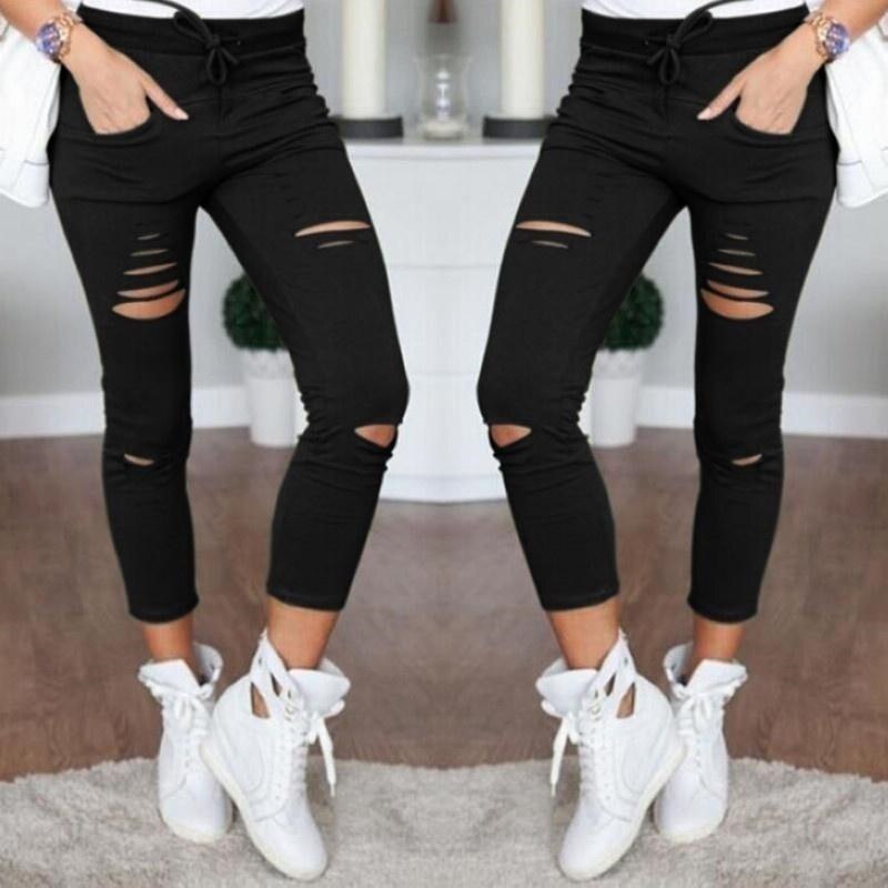 Ripped Stretch Jeans mit Cut Outs