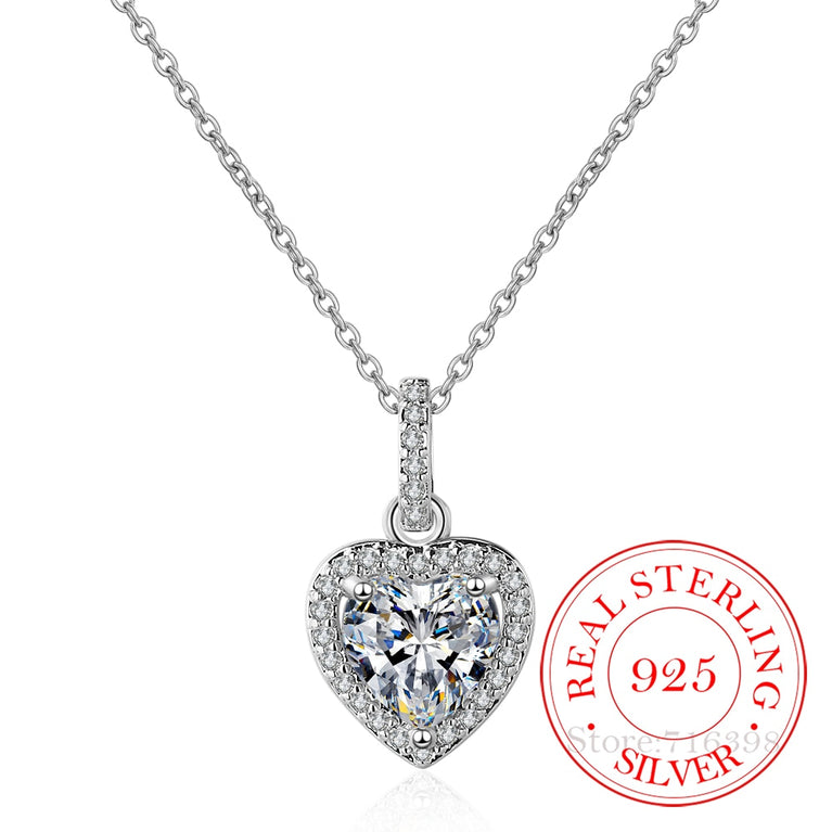 Top-Qualität 925 Sterling Silber Forever Love Heart Big Single Anhänger mit Halskette Zierlicher Schmuck für Frauen Lady Valentine