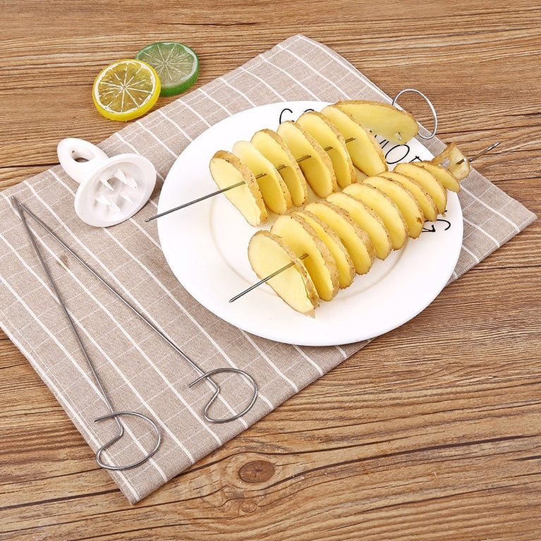 Tragbare Kartoffel-Grillspieße für Camping-Chips Maker Kartoffelschneider Kartoffel-Spiralschneider Grillwerkzeuge Küchenzubehör