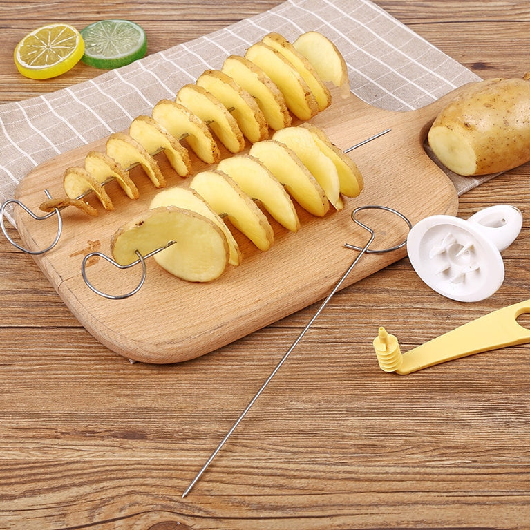 Tragbare Kartoffel-Grillspieße für Camping-Chips Maker Kartoffelschneider Kartoffel-Spiralschneider Grillwerkzeuge Küchenzubehör