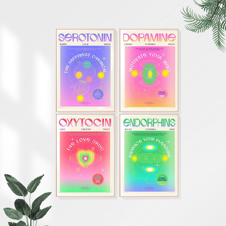 Spirituelles Aura Poster Serotonin Dopamin Oxytocin Endorphine Druck Abstraktes Leinwandbild Minimalistisches Wandbild Wohnkultur