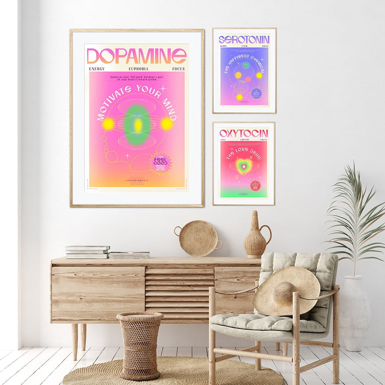 Spirituelles Aura Poster Serotonin Dopamin Oxytocin Endorphine Druck Abstraktes Leinwandbild Minimalistisches Wandbild Wohnkultur