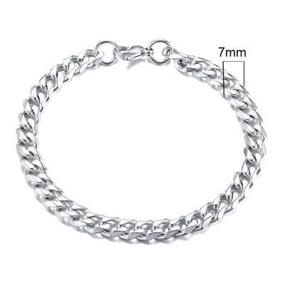 Inisex Vnox Simple 3-11mm Edelstahl Curb Cuban Link Chain Armbänder