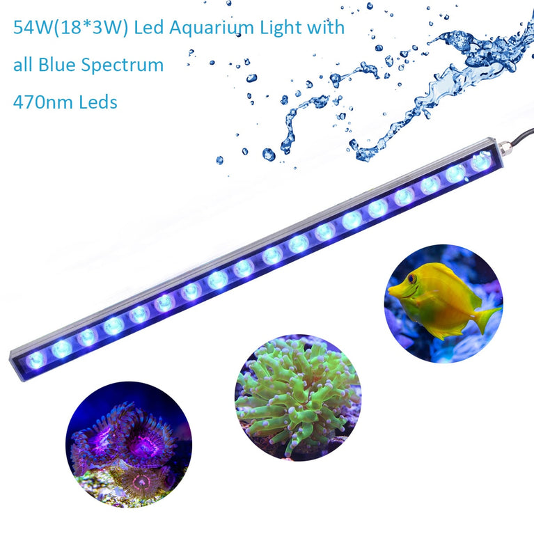 Populargrow 54W/81W/108W LED-Aquarium-Licht mit nur 470nm Blauspektrum-Streifenlicht Ihre Korallenriff-Aquarium-Lampe