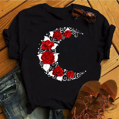 Rote Rosen T-Shirt für Damen