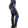 Blumendruck Denim Jeans Leggings für Damen