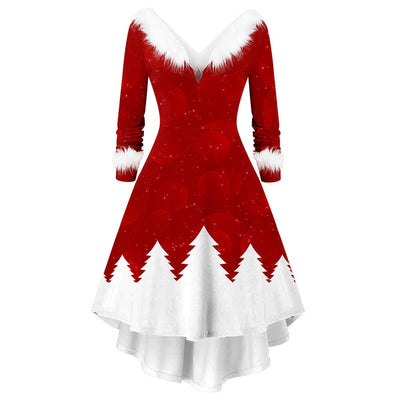 Damen Weihnachtskleid mit V-Ausschnitt