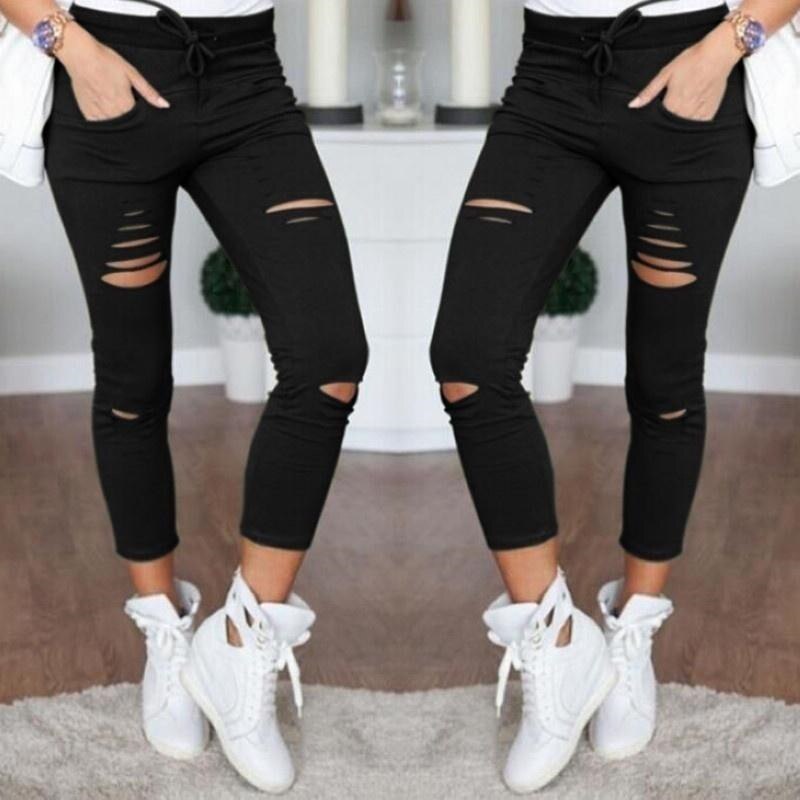 Ripped Stretch Jeans mit Cut Outs