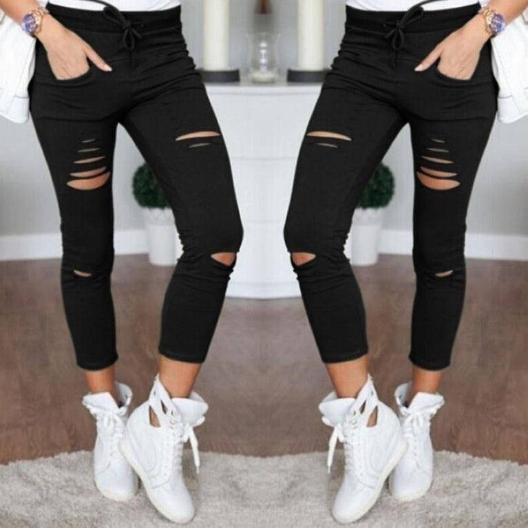 Ripped Stretch Jeans mit Cut Outs