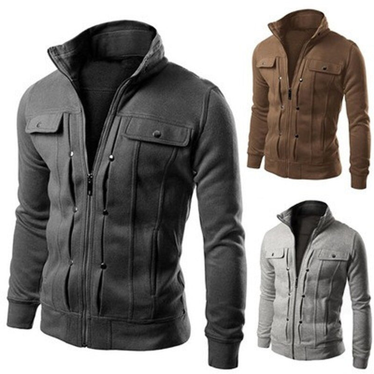 Knopf Herren Jacke Multi Herren Plus Größe S-4XL