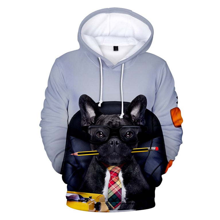 Lässiger Herren Hoodie mit  französischen Bulldogge Print