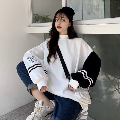 Harajuku Japan Koreanische Lose Tops Weiblich Rot Blau Lässig Grün Lose Sweatshirt Frühling Langarm Hoodie Mädchen Hoodie Streetwear