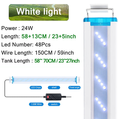 Super Slim LED Aquariumbeleuchtung Wasserpflanzenlicht 18-75CM Erweiterbare wasserdichte Clip-On-Lampe für Aquarien 90-260V