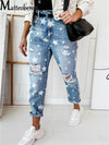 Boyfriend Jeans Slim Hole für Damen mit fünfzackigen Stern