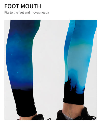 Galaxy Blue Star Mysterious Damen Leggings mit Farbverlauf Digital bedruckt mit  Push-Up Effekt