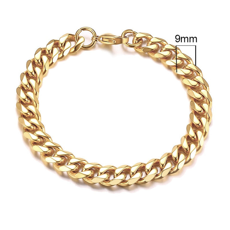 Inisex Vnox Simple 3-11mm Edelstahl Curb Cuban Link Chain Armbänder