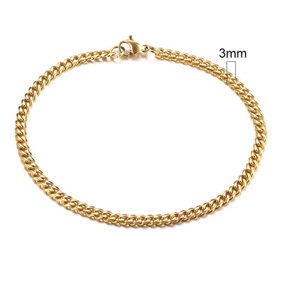 Inisex Vnox Simple 3-11mm Edelstahl Curb Cuban Link Chain Armbänder