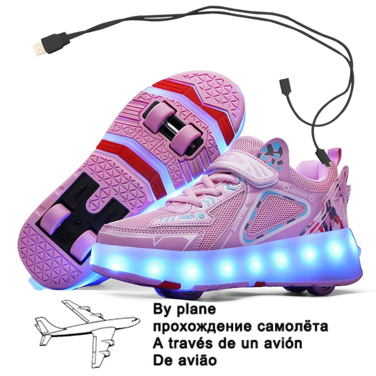 Neue USB Schuhe mit Rollen für Jungen und Mädchen, LED Licht