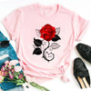 Rote Rosen T-Shirt für Damen