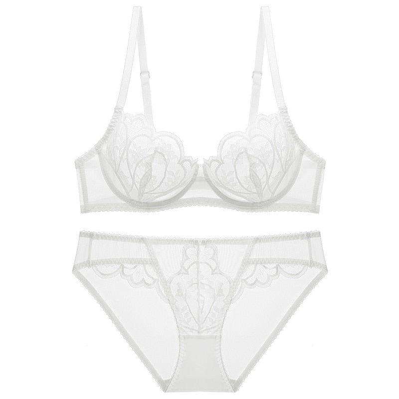 CINOON Sexy Blütenblattform, ultradünnes Cup-BH-Set, Push-up-DessousSet