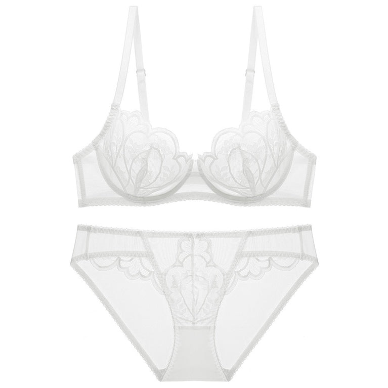 CINOON Sexy Blütenblattform, ultradünnes Cup-BH-Set, Push-up-DessousSet