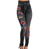 Blumendruck Denim Jeans Leggings für Damen