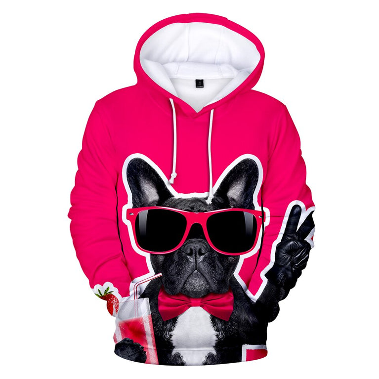 Lässiger Herren Hoodie mit  französischen Bulldogge Print