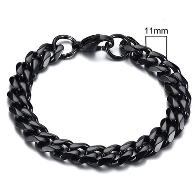 Inisex Vnox Simple 3-11mm Edelstahl Curb Cuban Link Chain Armbänder