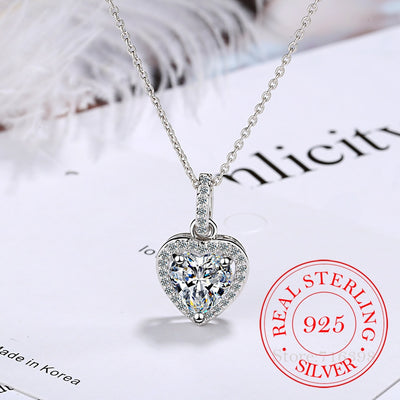 Top-Qualität 925 Sterling Silber Forever Love Heart Big Single Anhänger mit Halskette Zierlicher Schmuck für Frauen Lady Valentine