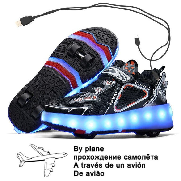 Neue USB Schuhe mit Rollen für Jungen und Mädchen, LED Licht