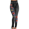 Blumendruck Denim Jeans Leggings für Damen