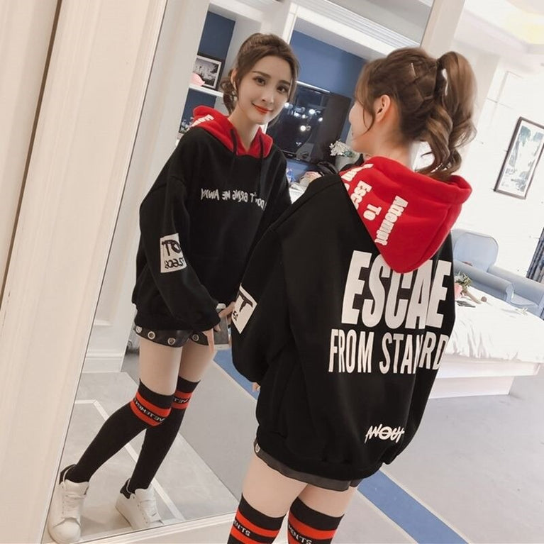 Mode Harajuku Korean Lose Sweatshirt Frauen Herbst Kpop Streetwear Übergroßer Hoodie Kleidung Langarm Tops Hoodie Koreanisch