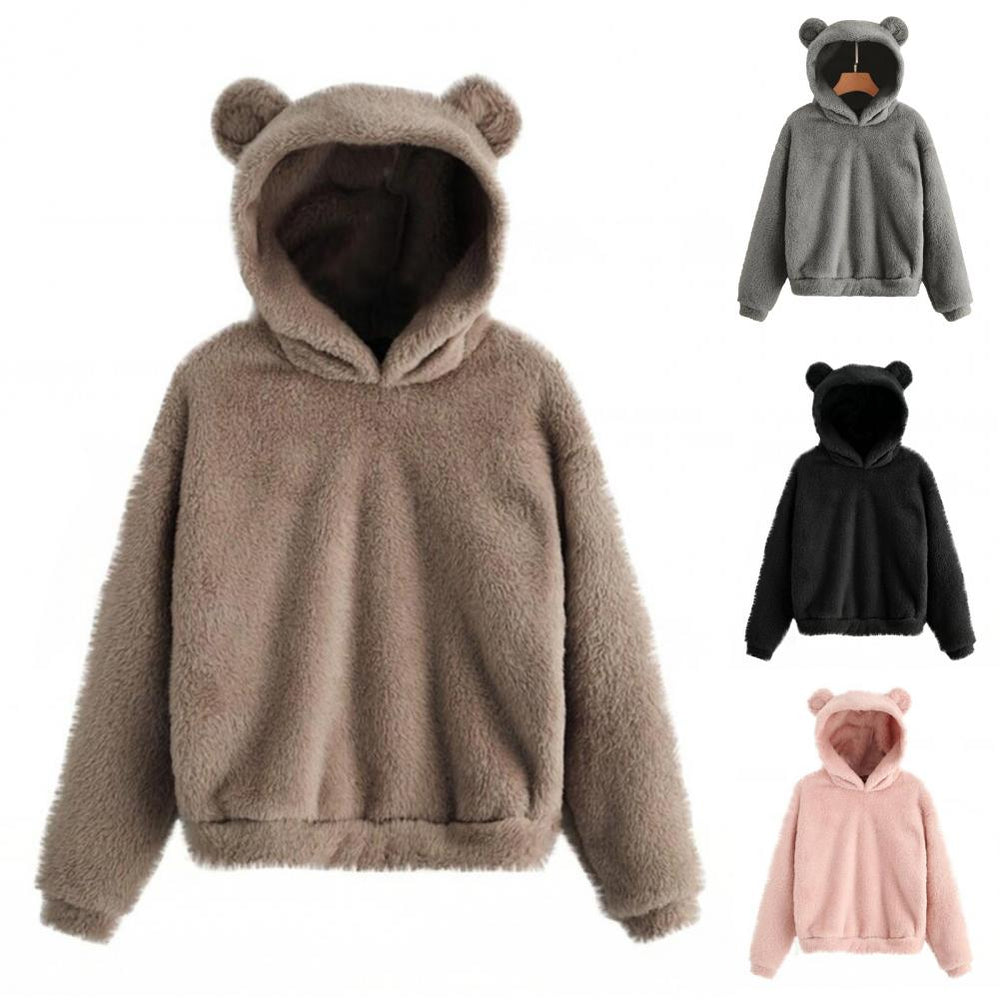 Teddy Damen Hoodie mit Öhrchen