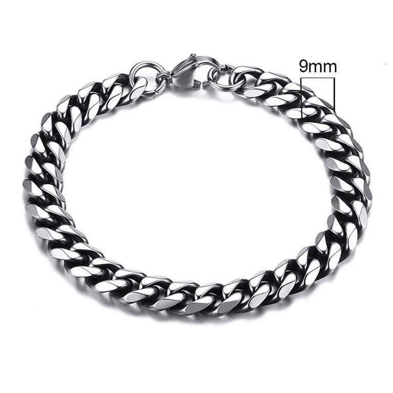 Inisex Vnox Simple 3-11mm Edelstahl Curb Cuban Link Chain Armbänder