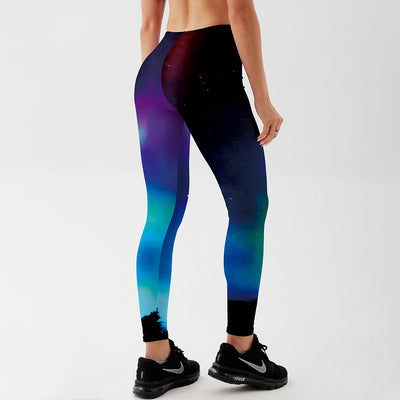 Galaxy Blue Star Mysterious Damen Leggings mit Farbverlauf Digital bedruckt mit  Push-Up Effekt