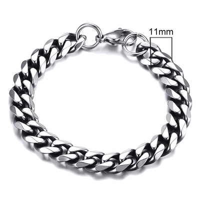 Inisex Vnox Simple 3-11mm Edelstahl Curb Cuban Link Chain Armbänder