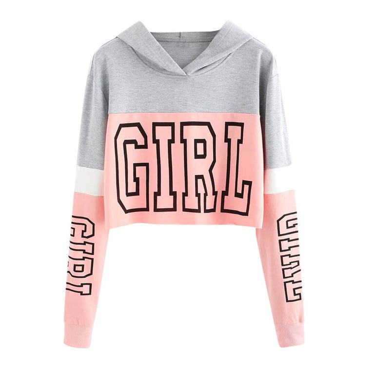 Kurzer Damen Hoodie mit Girl Print