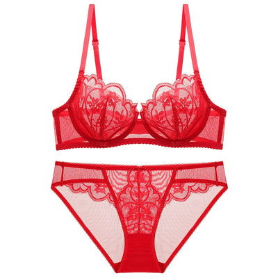 CINOON Sexy Blütenblattform, ultradünnes Cup-BH-Set, Push-up-DessousSet