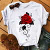 Rote Rosen T-Shirt für Damen