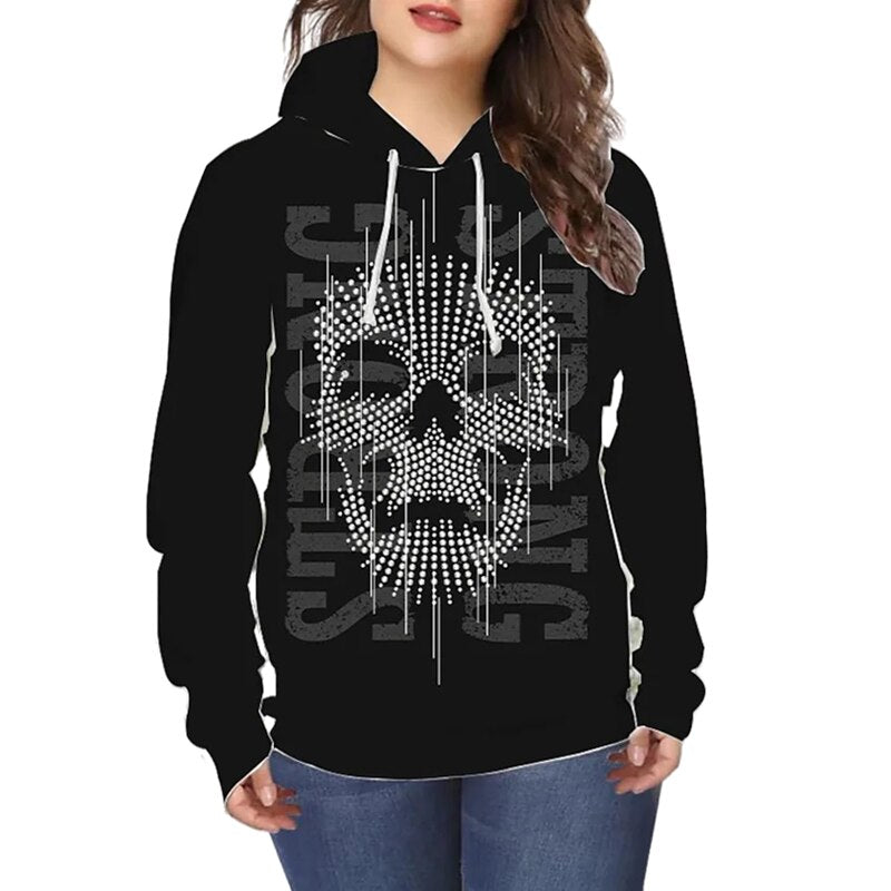 Langarm Damen Hoodie mit Skull Muster