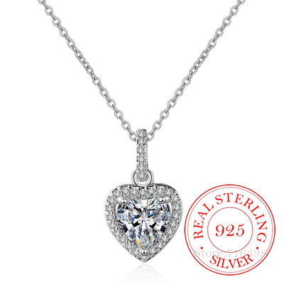 Top-Qualität 925 Sterling Silber Forever Love Heart Big Single Anhänger mit Halskette Zierlicher Schmuck für Frauen Lady Valentine