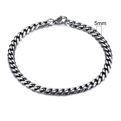 Inisex Vnox Simple 3-11mm Edelstahl Curb Cuban Link Chain Armbänder