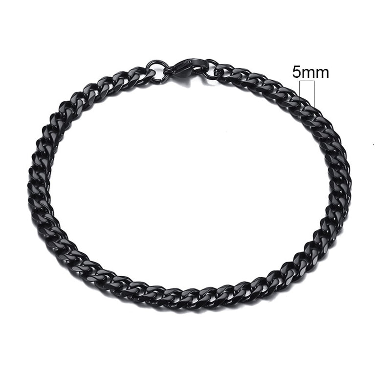 Inisex Vnox Simple 3-11mm Edelstahl Curb Cuban Link Chain Armbänder