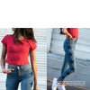 catonATOZ 2142 Mom Jeans Neue Damen Vintage Star Stickerei Jeans Stretch Denim Hose Damen Skinny Hose für Damen