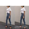 catonATOZ 2142 Mom Jeans Neue Damen Vintage Star Stickerei Jeans Stretch Denim Hose Damen Skinny Hose für Damen