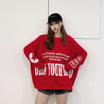 Damen-Sweatshirts Vintage Harajuku Ulzzang Letter Print für Damen