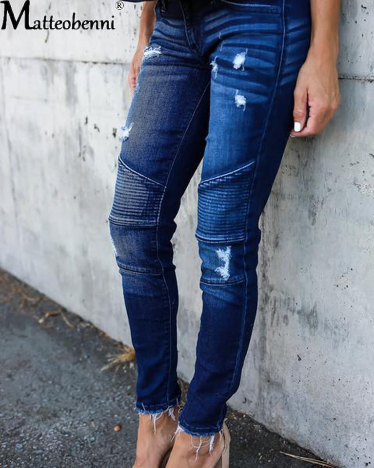 Fashion Mid Waist Skinny Jeans