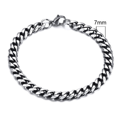 Inisex Vnox Simple 3-11mm Edelstahl Curb Cuban Link Chain Armbänder