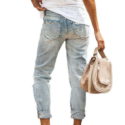 Damen Boyfriend Loch Jeans