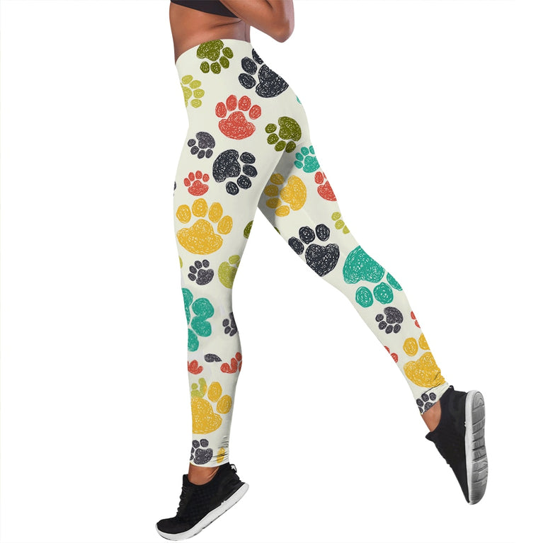 Damen Leggings mit Pfotendruck